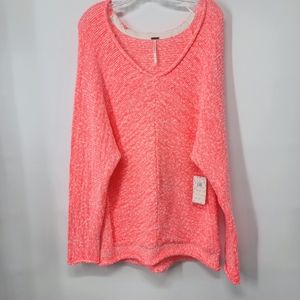 Free People Oversized Sweater Neon Flamingo NWT Medium
